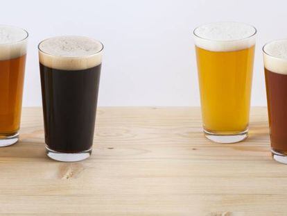 A la izquierda, tres cervezas tipo 'lager', y a la derecha, tres cervezas tipo 'ale'.