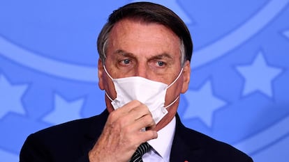 El presidente brasileño, Jair Bolsonaro, en una conferencia de prensa en el Palacio Planalto, en Brasilia, el 26 de mayo de 2021.
