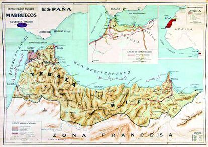 Mapa del Protectorado de Marruecos en 1924