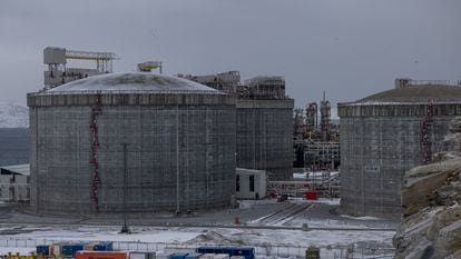 Depósitos de gas en la planta de GNL de Hammerfest (Noruega).