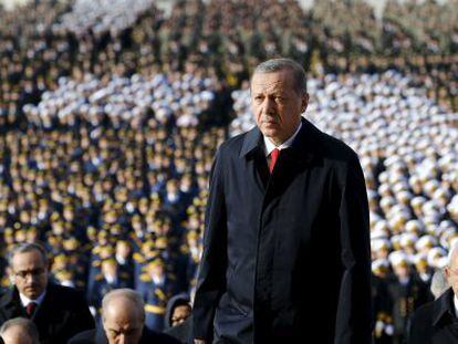 El presidente turco Erdogan, en los actos del D&iacute;a de la Rep&uacute;blica en Ankara.