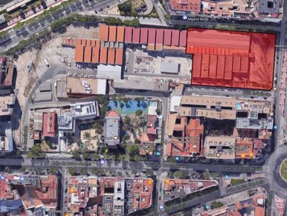 En rojo, el &aacute;rea propuesta para instalar un museo del metro en Cuatro Caminos