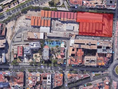 En rojo, el &aacute;rea propuesta para instalar un museo del metro en Cuatro Caminos