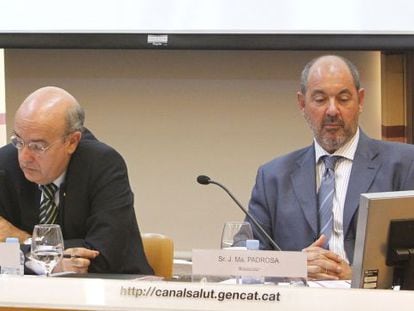 Josep Maria Padrosa, director del Servicio Catal&aacute;n de la Salud (a la derecha), y el consejero de Salud Boi Ruiz.