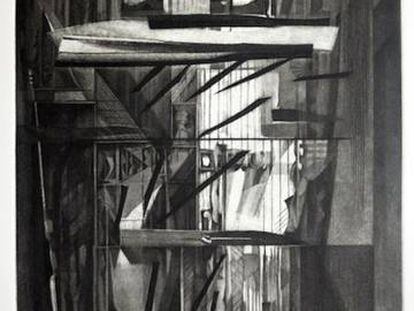 Un grabado de la serie 'Luz y tinieblas' de Francisco Moreno Capdevila.