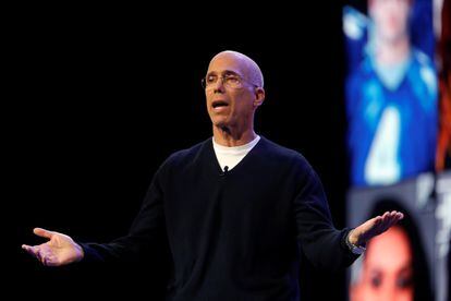 Jeffrey Katzenberg presenta la plataforma Quibi en Las Vegas, el pasado enero.