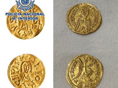 Monedas visigodas de oro de gran valor histórico recuperadas en León y en Saceruela (Ciudad Real).