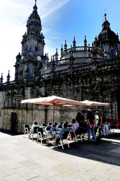 Terraza del Café Literarios, en la capital gallega.