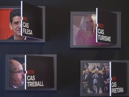 Un particular calendari d’advent de l’exposició al Palau Robert amb els grans casos de corrupció de Catalunya.