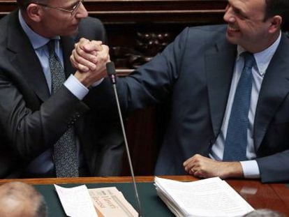 Letta y Alfano, hoy, en el Parlamento en Roma. 