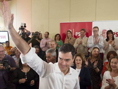 Pedro Sánchez, durante un mitin electoral