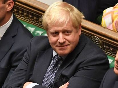 Boris Johnson en e Parlamento británico el pasado sábado. 