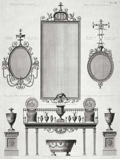 Diseño de Robert Adam para los interiores neoclásicos de Kenwood House, encargado de remodelar la casa entre 1764 y 1773. |