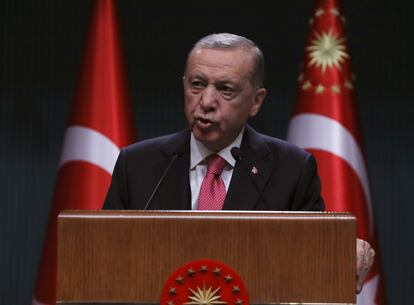 El presidente de Turquía, Recep Tayyip Erdogan, durante una intervención en Ankara el viernes.