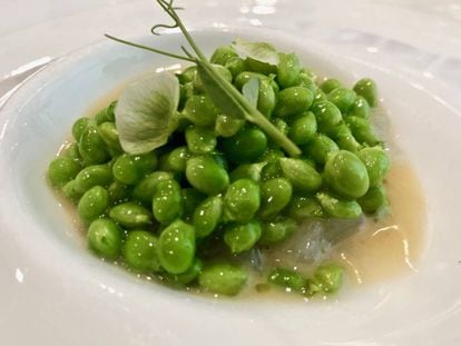 Guisantes de costa de navazo. Un plato del restaurante Mantúa / Capel