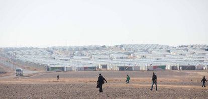 Vista del campo de refugiados sirios de Azraq (Jordania), en enero.