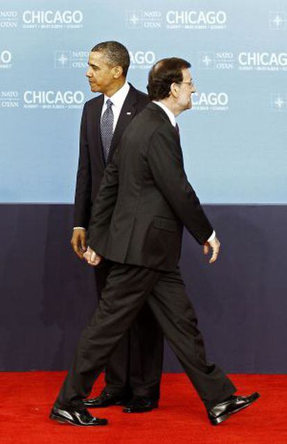Rajoy y Obama, en la cumbre de la OTAN.