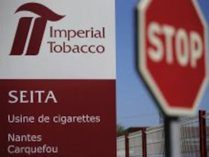 Entrada a la fabrica de Imperial Tobacco en Nantes.