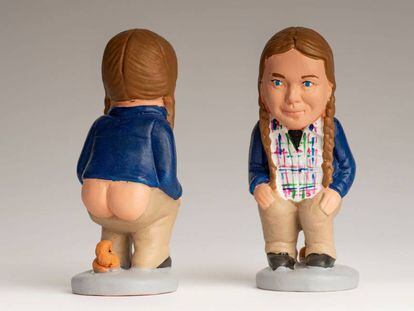 Un 'caganer' de Greta Thunberg, en Barcelona.