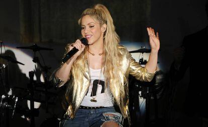 Shakira, durante la presentación de 'El Dorado', este jueves en Miami.