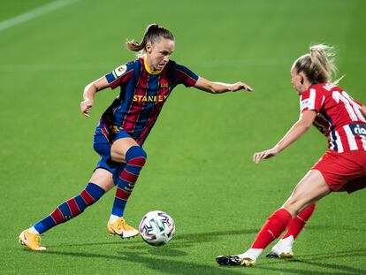 Graham Hansen, en el duelo ante el Atlético en la Liga Iberdrola.