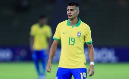 Reinier, el domingo con la selección brasileña en el preolímpico.