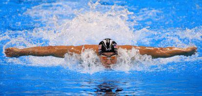 Phelps, en la final de los 4x100 estilos.