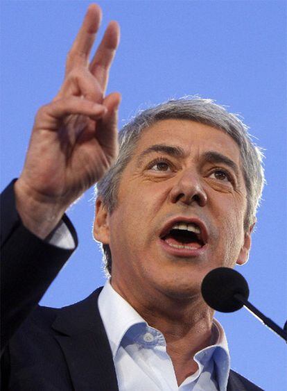 El primer ministro portugués, José Sócrates, durante un acto electoral.