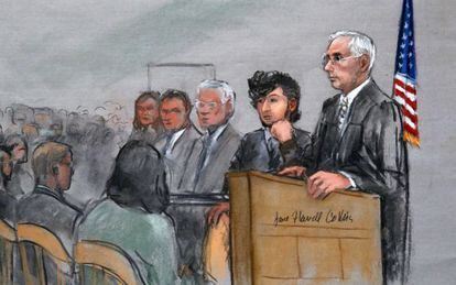 Dzokhar Tsarnaev durante el juicio en Boston