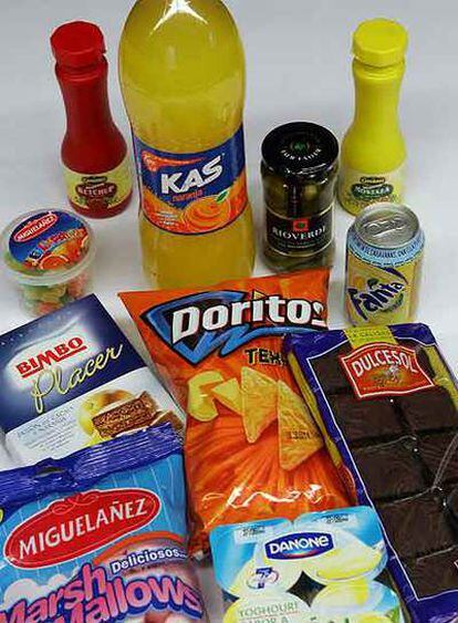 Muestra de productos a la venta en España que contienen alguno de los siete aditivos legales cuya mezcla causa hiperactividad en niños.