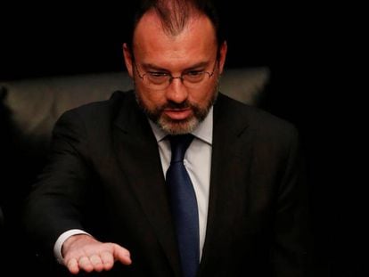 El canciller Luis Videgaray durante su comparecencia en el Senado