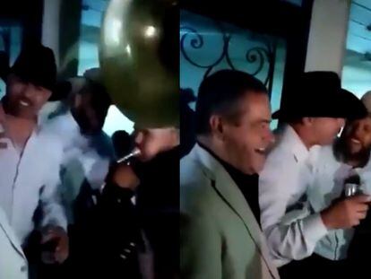 El alcalde del municipio de Jerez, Zacatecas, José Humberto Salazar Contreras, cantando narcocorridos en un video de redes sociales.