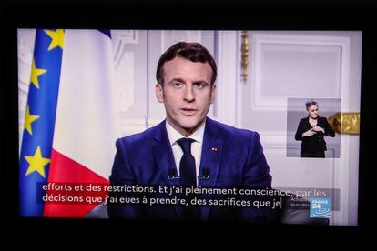 Emmanuel Macron en su mensaje de Año Nuevo.