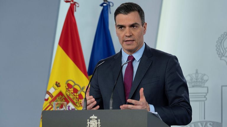 Pedro Sánchez, durante la rueda de prensa del pasado sábado en La Moncloa.