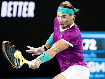 Rafael Nadal of Spain during his Men's Singles Semi Finals match against Matteo Berrettini of Italy during the 2022 Australian Open, Grand Slam tennis tournament on January 28, 2022 at Melbourne Park in Melbourne, Australia - Photo Andy Astfalck / Orange Pictures / DPPI
AFP7 
28/01/2022 ONLY FOR USE IN SPAIN
