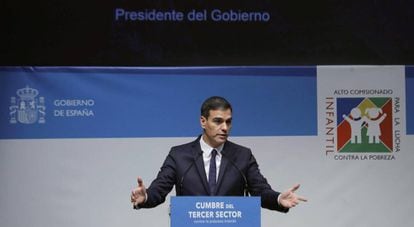 Pedro Sánchez, este jueves en la Cumbre del Tercer Sector, en Madrid. 