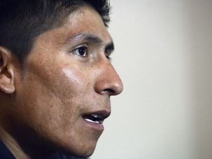 Nairo Quintana, durante la rueda de prensa previa a la Vuelta al País Vasco.