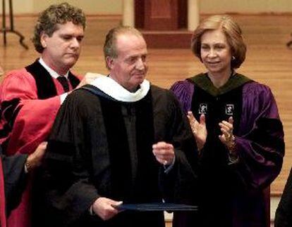 Los Reyes, durante la investidura honoris causa a Don Juan Carlos por la Universidad Metodista del Sur de Dallas.