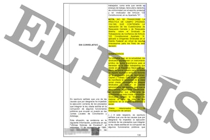 Comparación entre las dos tesis incluidas en la sentencia: a la izquierda, la de Esquivel; a la derecha, la de Báez.
