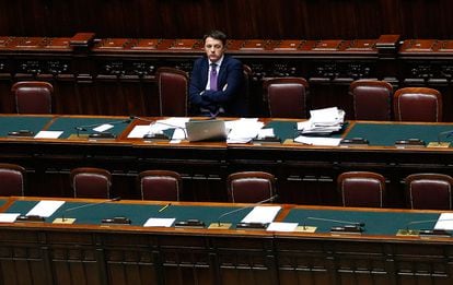 El primer ministro italiano, Matteo Renzi, en el Parlamento italiano cuando superó un voto de confianza, el 25 de febrero de 2014.