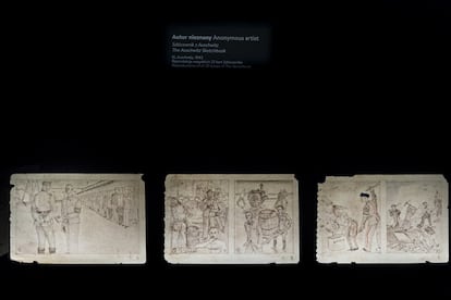 Varias páginas del 'Cuaderno de bocetos de Auschwitz', uno de los documentos más importantes del Holocausto.