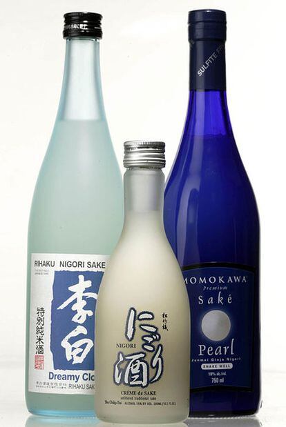 Botellas  de sake que pueden adquirirse <i>online.</i>