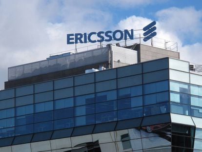 Fachada de las oficinas de la compañía Ericsson en Madrid.