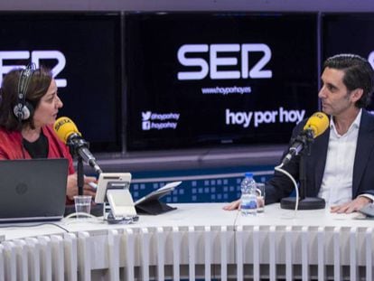 El presidente ejecutivo de Telefónica, José María Álvarez-Pallete, durante la entrevista de Pepa Bueno.