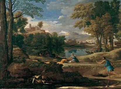 <i>Paisaje con un hombre muerto por una serpiente, </i>de Poussin, propiedad de la National Gallery de Londres y expuesto en Nueva York.