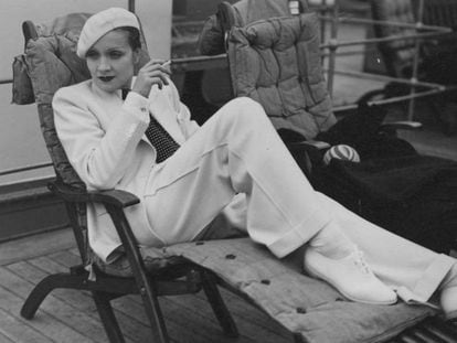 Marlene Dietrich, a bordo del transatlántico Europa.