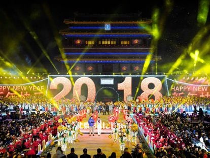 Celebraci&oacute;n del a&ntilde;o nuevo 2018 en Beijing, China