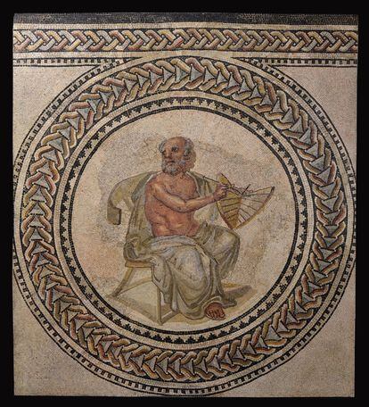 Anaximandro de Mileto con un reloj solar. Mosaico romano de principios del siglo III d. C.