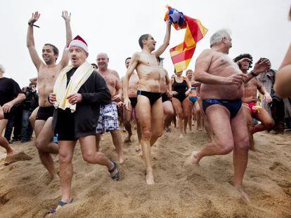 Catalans feliços el primer dia del 2013.
