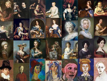 Autorretratos de mujeres artistas desde el siglo XVI hasta el XX